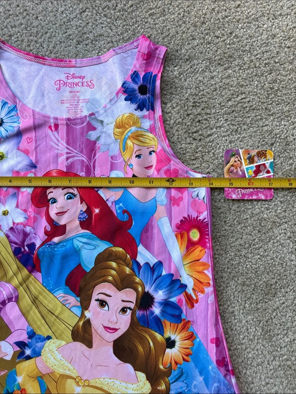 NWT Disney Princess Pink Floral Princess Tank Dress Size Lg (10/12)